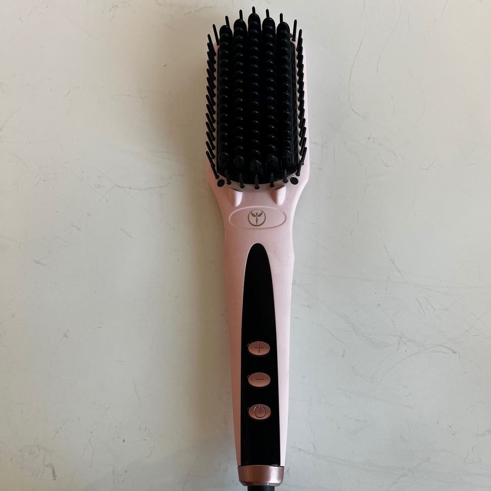 L'ange Le Vite Hair Straightening Brush Blush Pink Ceramic Smoothing Tool
